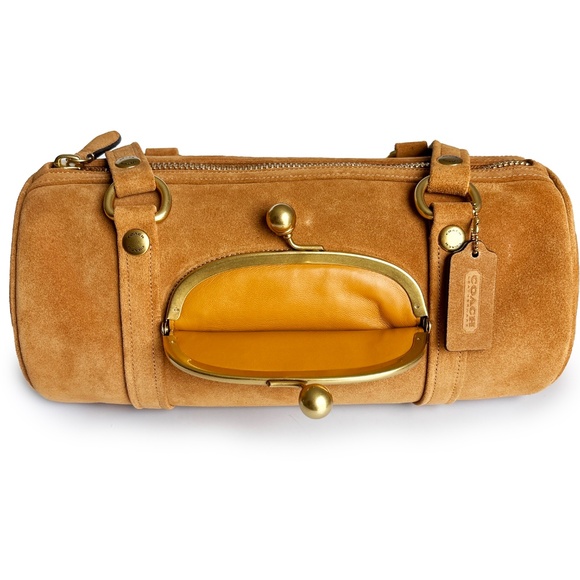 NWT Coach Originals Kisslock Barrel Bag Caramel Suede Leather Limited Edition - Picture 8 of 15